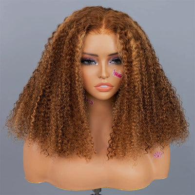 Super Deal Summer Style Blonde Highlight Colored Curly 6x5 Wear Go Glueless Lace Human Hair Wigs