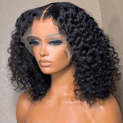 Tuneful Curly Bob Wigs Human Hair 13x6 Lace Front Wig 180% Density