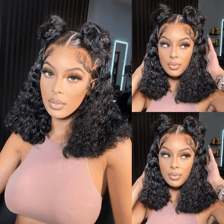 Tuneful Curly Bob Wigs Human Hair 13x6 Lace Front Wig 180% Density