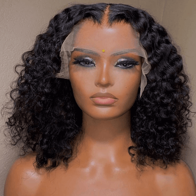 Tuneful Curly Bob Wigs Human Hair 13x6 Lace Front Wig 180% Density