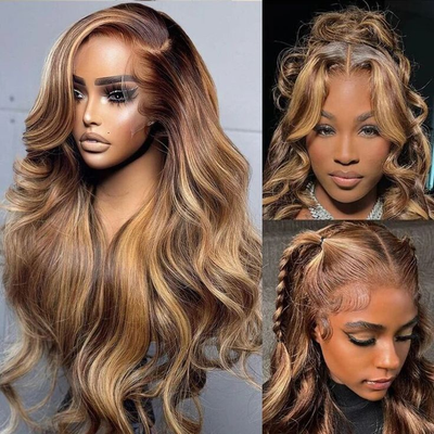 Tuneful Undetectable HD Lace #4/27 Highlight 13×4 Full Frontal Wigs 5x5 HD Lace Body Wave Wigs