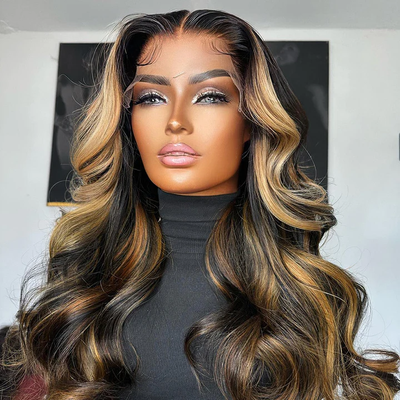 Tuneful Glueless 1b/30# Highlight Wigs 13x6 5x5 4x6 Lace Front Human Hair Body Wave 180% Density Wigs