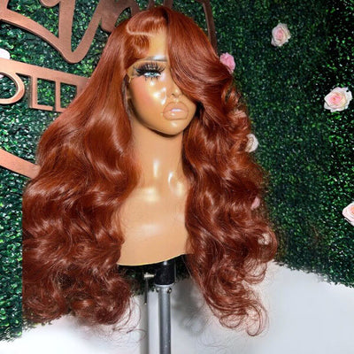 Tuneful Glueless Auburn Brown Colored 13x6 5x5 6x5 Lace Frontal Closure  Body Wave Wigs 180% Density