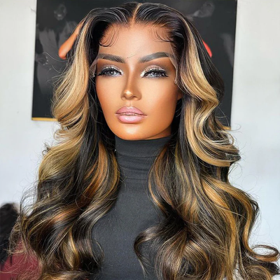 Tuneful Glueless 1b/30# Highlight Wigs 13x6 5x5 4x6 Lace Front Human Hair Body Wave 180% Density Wigs