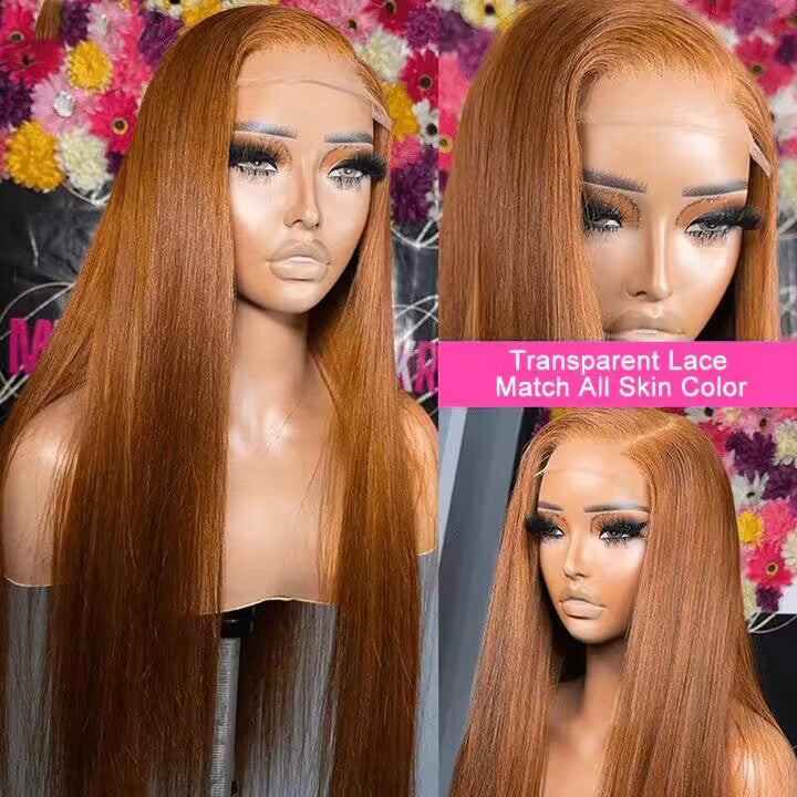 Tuneful Super Deal Ginger Colored 4x6 Ready Go 13x6 Lace Frontal Human Hair Wigs 180% Density