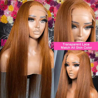 Tuneful Super Deal Ginger Colored 4x6 Ready Go 13x6 Lace Frontal Human Hair Wigs 180% Density