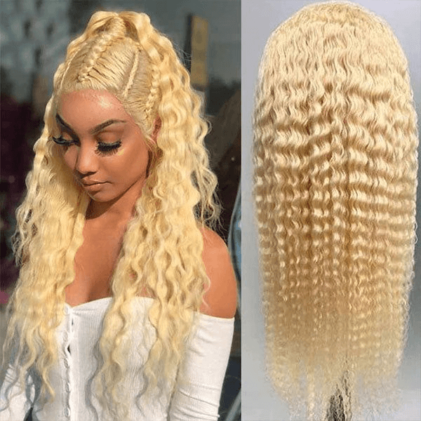 Tuneful 613 Blonde 13x6 HD Lace Front Human Hair Wigs Brazilian Deep Wave Frontal Wigs 180% Density