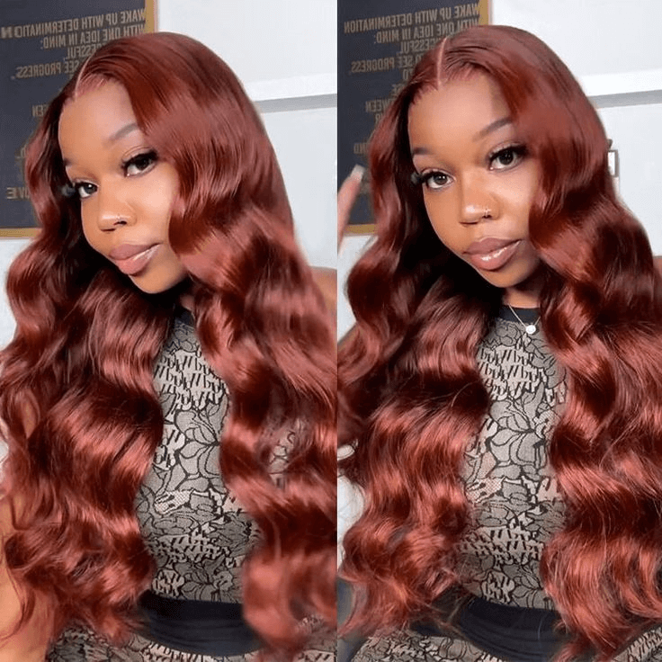 Tuneful Auburn Brown #33 Colored 13x4 Lace Front Human Hair Body Wave Wigs Bogo Deal