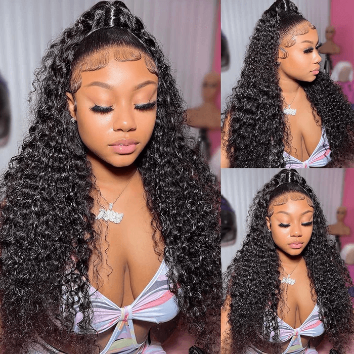 Tuneful 13x4 13x6 Transparent Lace Front Human Hair Wigs Malaysian Jerry Curly Frontal Wigs 180% Density