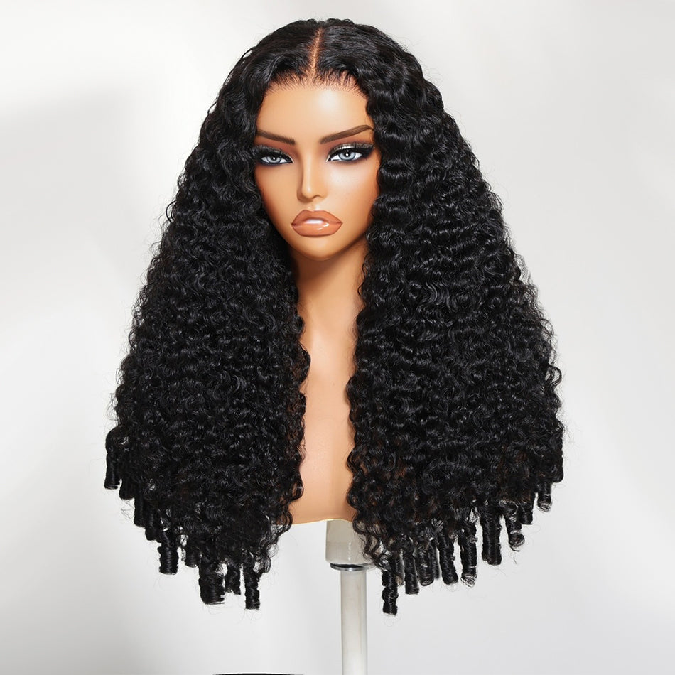 Tuneful Burmese Curly With Spiral Curly Ends 13X4 Undetectable HD Full Frontal Lace Human Hair Wigs