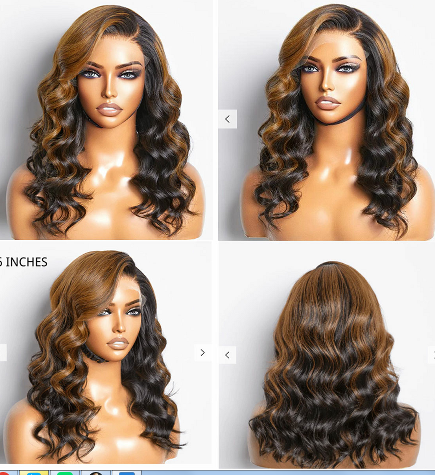 Hairstylist Works 16 inch Shoulder Length Wigs Highlight Colored Human Hair Lace Front Bob Wigs
