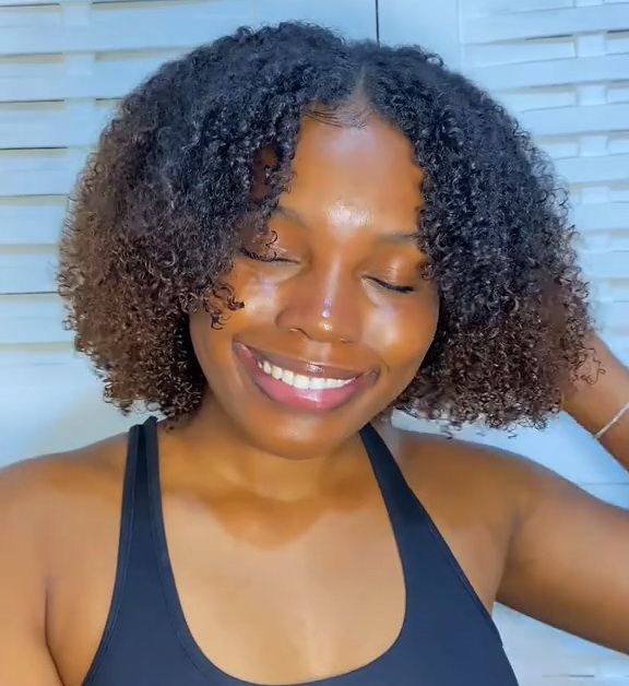 Natural Curly Ombre Brown Colored Seamless V-Part Wig
