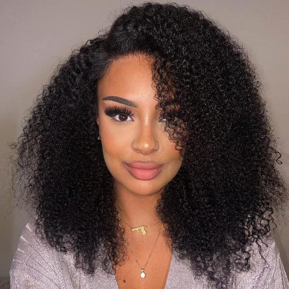 Tuneful Glueless Ready Go Human Hair Wigs 13x6 Lace Front Wigs Kinky Curly Full Bouncy