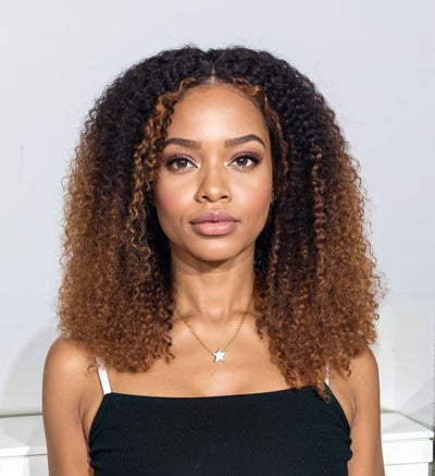 Sunlit Brown Colored Glueless Curly Lace Wig Human Hair Ready To Wear