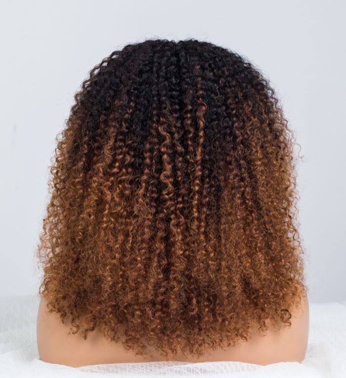 Sunlit Brown Colored Glueless Curly Lace Wig Human Hair Ready To Wear
