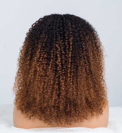 Sunlit Brown Colored Glueless Curly Lace Wig Human Hair Ready To Wear