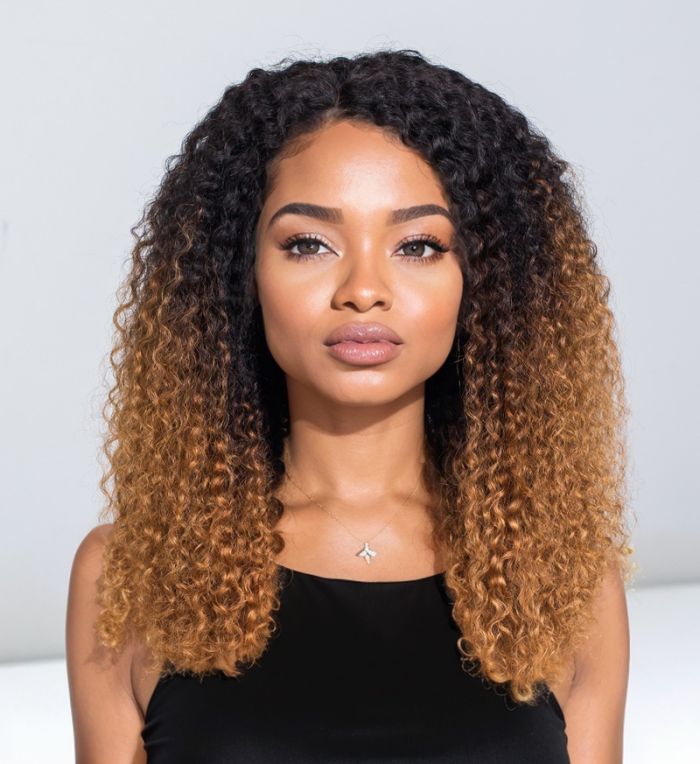 Golden Legend Ombre Colored Glueless Curly Lace Wig