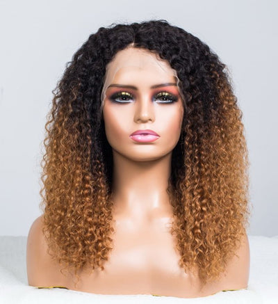 Golden Legend Ombre Colored Glueless Curly Lace Wig