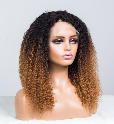 Golden Legend Ombre Colored Glueless Curly Lace Wig
