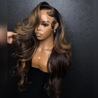 Tuneful Brown Highlight Colored Lace Front Closure Body Wave Wig
