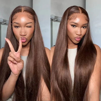 Tuneful Super Deal Chocolate Brown #4 Colored 13x6 Lace Frontal Human 180% Desnity Hair Wigs