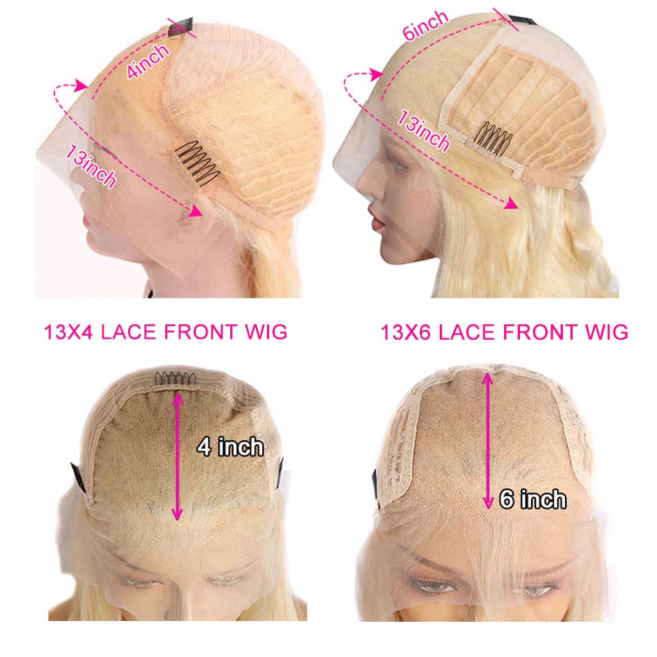 Tuneful Transparent 13x4 613 Blonde Lace Front Human Hair Frontal Wigs 210% Density