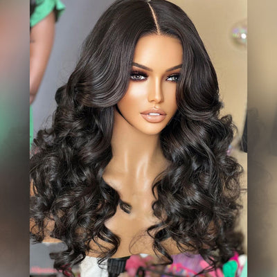 Tuneful HD Lace Elegant Double Drawn Chest Length Human Hair Wigs Body Wave