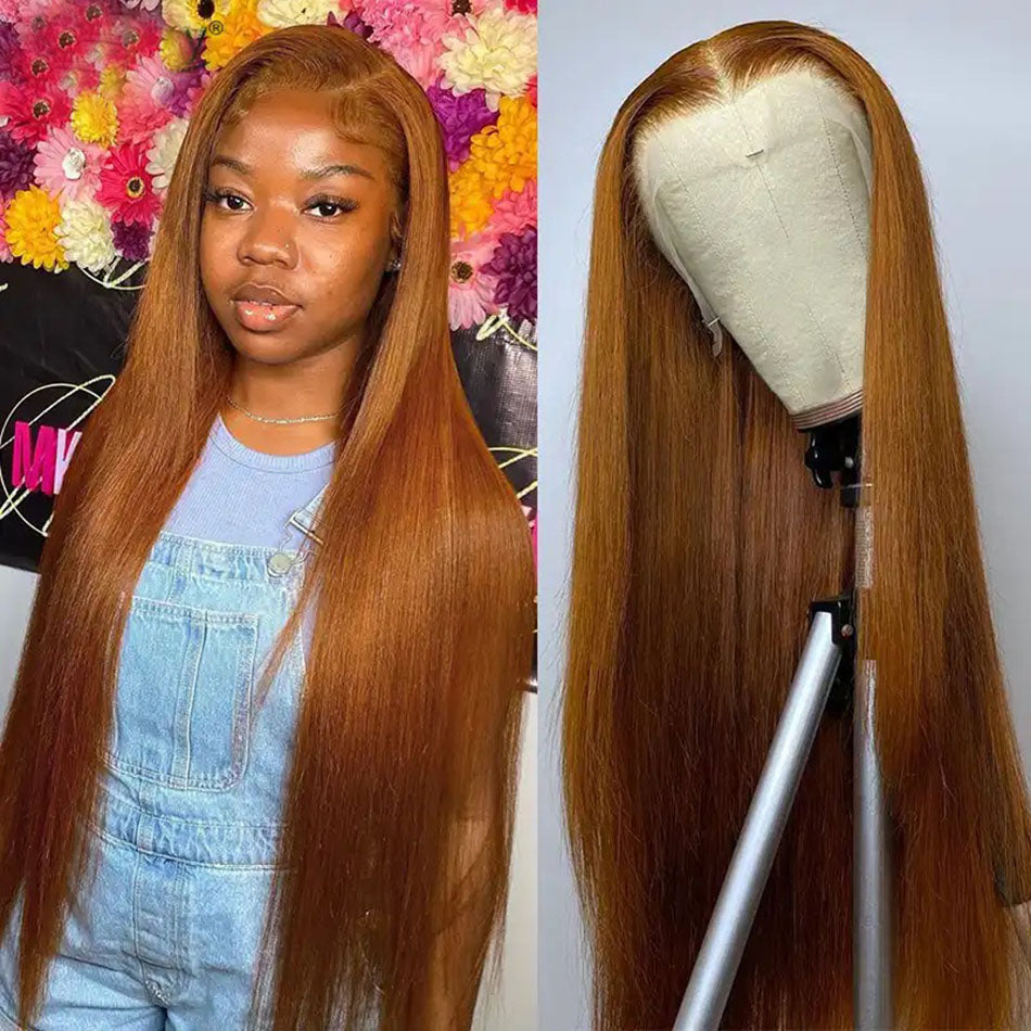 Tuneful Super Deal Ginger Colored 4x6 Ready Go 13x6 Lace Frontal Human Hair Wigs 180% Density