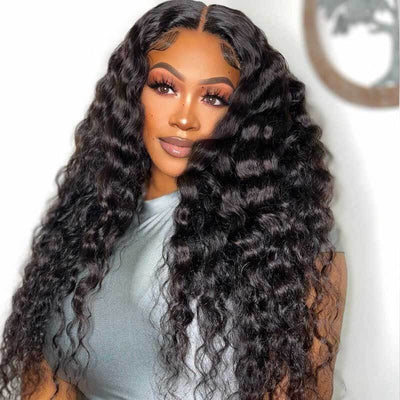 Tuneful 13X4 Undetectable HD Full Frontal Lace Human Hair Wigs Loose Deep Wave
