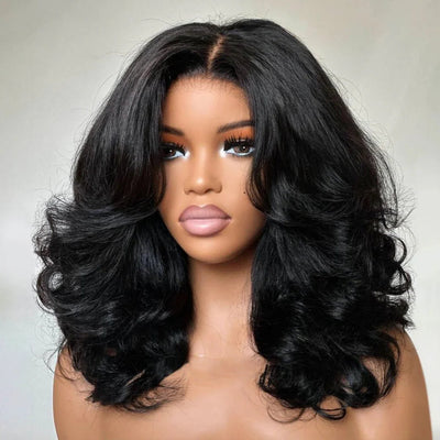 Tuneful 250% Density Curtain Bang Layered Cut Glueless Lace Wig