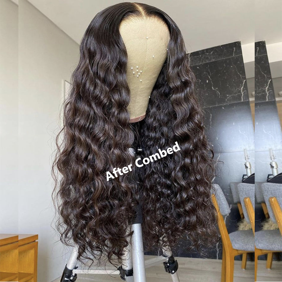 Tuneful 13X4 Undetectable HD Full Frontal Lace Human Hair Wigs Loose Deep Wave