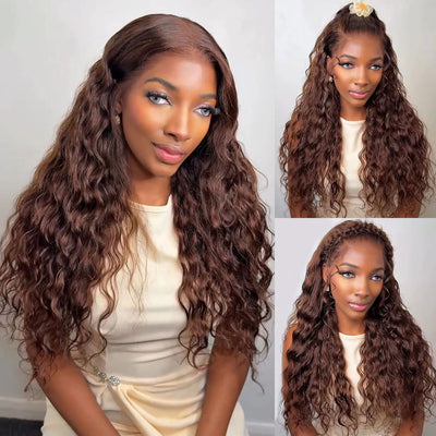 Tuneful Loose Deep Wave Lace Front Chocolate Brown Colored Human Hair Wigs Glueless Lace Wigs
