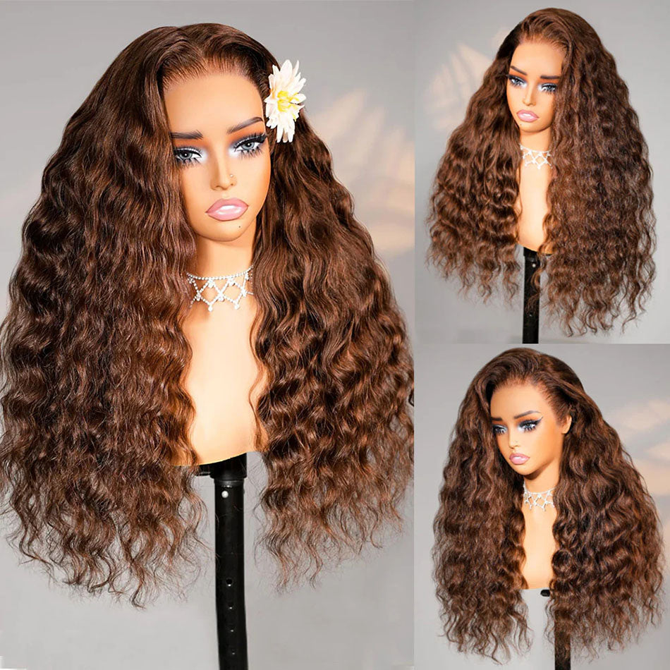 Tuneful Loose Deep Wave Lace Front Chocolate Brown Colored Human Hair Wigs Glueless Lace Wigs