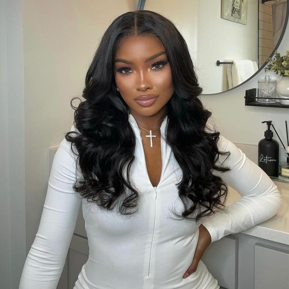 Tuneful HD Lace Elegant Double Drawn Chest Length Human Hair Wigs Body Wave