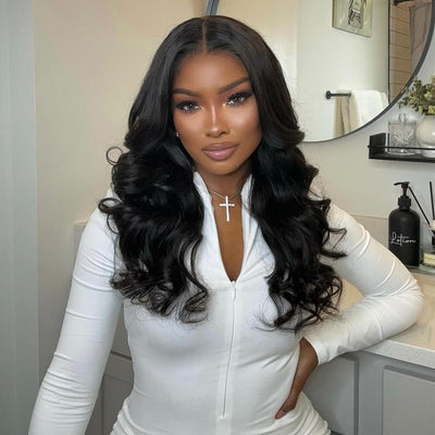 Tuneful HD Lace Elegant Double Drawn Chest Length Human Hair Wigs Body Wave