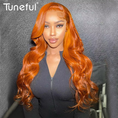 Tuneful Super Deal Orange Ginger Colored 13x6 Lace Frontal 10A Virgin Human Hair Wigs