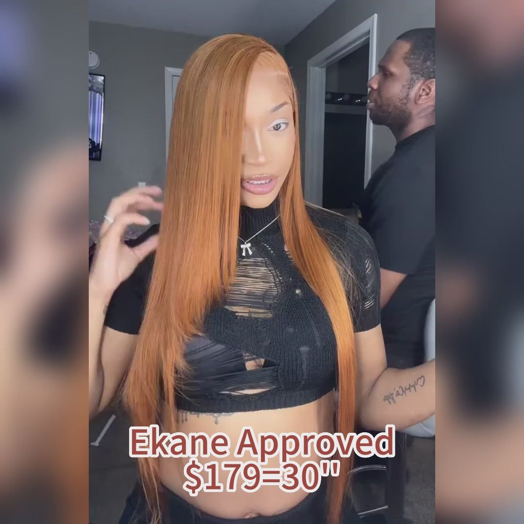 Tuneful Super Deal Ginger Colored 4x6 Ready Go 13x6 Lace Frontal Human Hair Wigs 180% Density Ekane Recommened