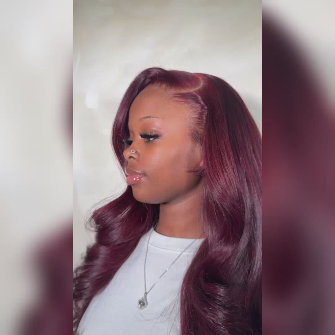 Tuneful Plum Wine Burgundy 99J Colored Human Hair Wigs