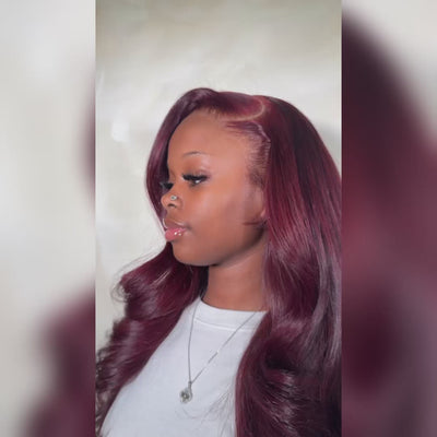 Tuneful Plum Wine Burgundy 99J Colored Human Hair Wigs