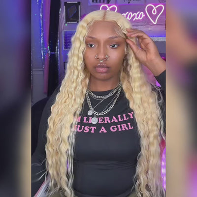 Tuneful 613 Blonde 13x4 13x6 Transparent Lace Front Human Hair Wigs Brazilian Deep Wave Frontal Wigs 210% Density
