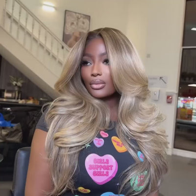 Tuneful Special Customised Rich Girl Vibe Blonde Highlight Human Hair Wig