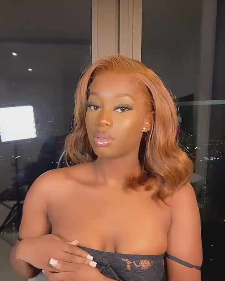 Hairstylist Works Elegant Short Light Honey Brown Colored Human Hair Wigs Dora