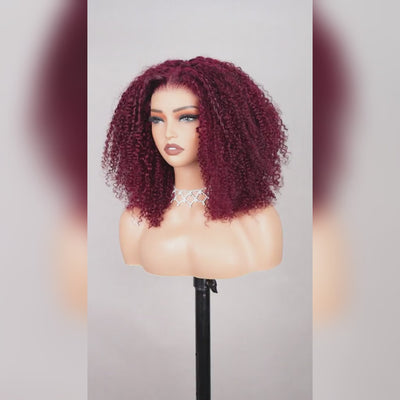 Super Deal Summer Style 99J Burgundy Colored Curly 6x5 Wear Go Glueless Lace Human Hair Wigs