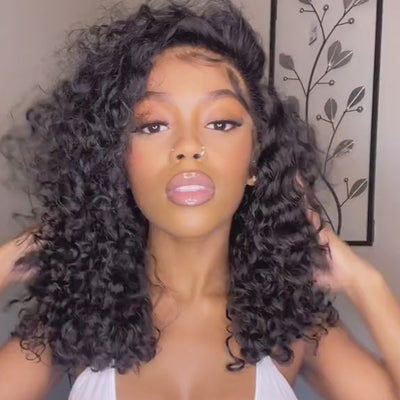 Tuneful Curly Bob Wigs Human Hair 13x6 Lace Front Wig 180% Density