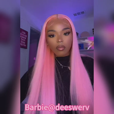 Tuneful Special Customise Pink Colored 13x4 13x6 HD Lace Front Human Hair 613 Frontal Wigs 180% Density Ekane Recommended