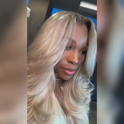 Tuneful Ombre Blonde 4/613 Colored 13x6 Lace Front Human Hair 613 Frontal Wigs 250% Density