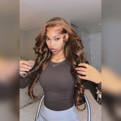 Tuneful Super Deal Chocolate Brown #4 Colored 13x6 Lace Frontal Human Hair Body Wave Frontal Wigs 180% Desnity