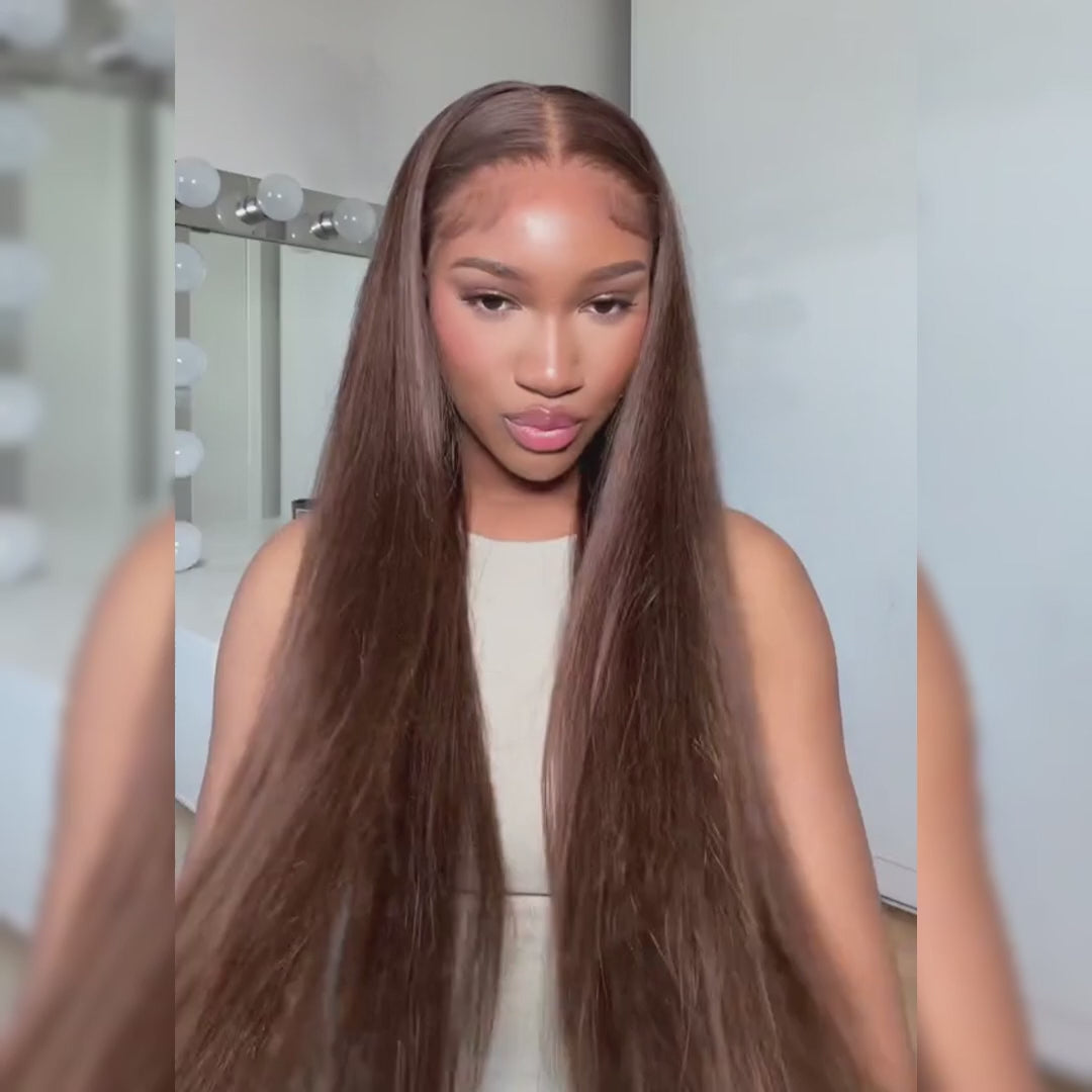 Tuneful Super Deal Chocolate Brown #4 Straight 13x6 Lace Human Hair Wig 180% Desnity