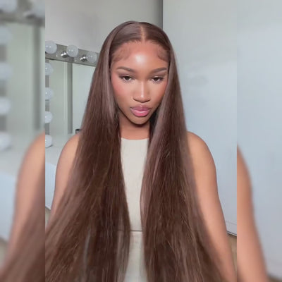 Tuneful Super Deal Chocolate Brown #4 Straight 13x6 Lace Human Hair Wig 180% Desnity