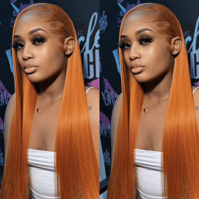 Tuneful Ginger Colored 13x6 5x5 Lace Front Closure Human Hair Wigs 180% Density